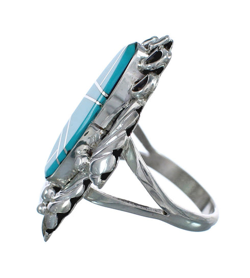 Native American Navajo Turquoise Sterling Silver Ring Size 10 JX124132
